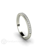 Milgrain Diamond Wedding Ring or Anniversary Band 18K White Gold - Rare Earth Jewelry
