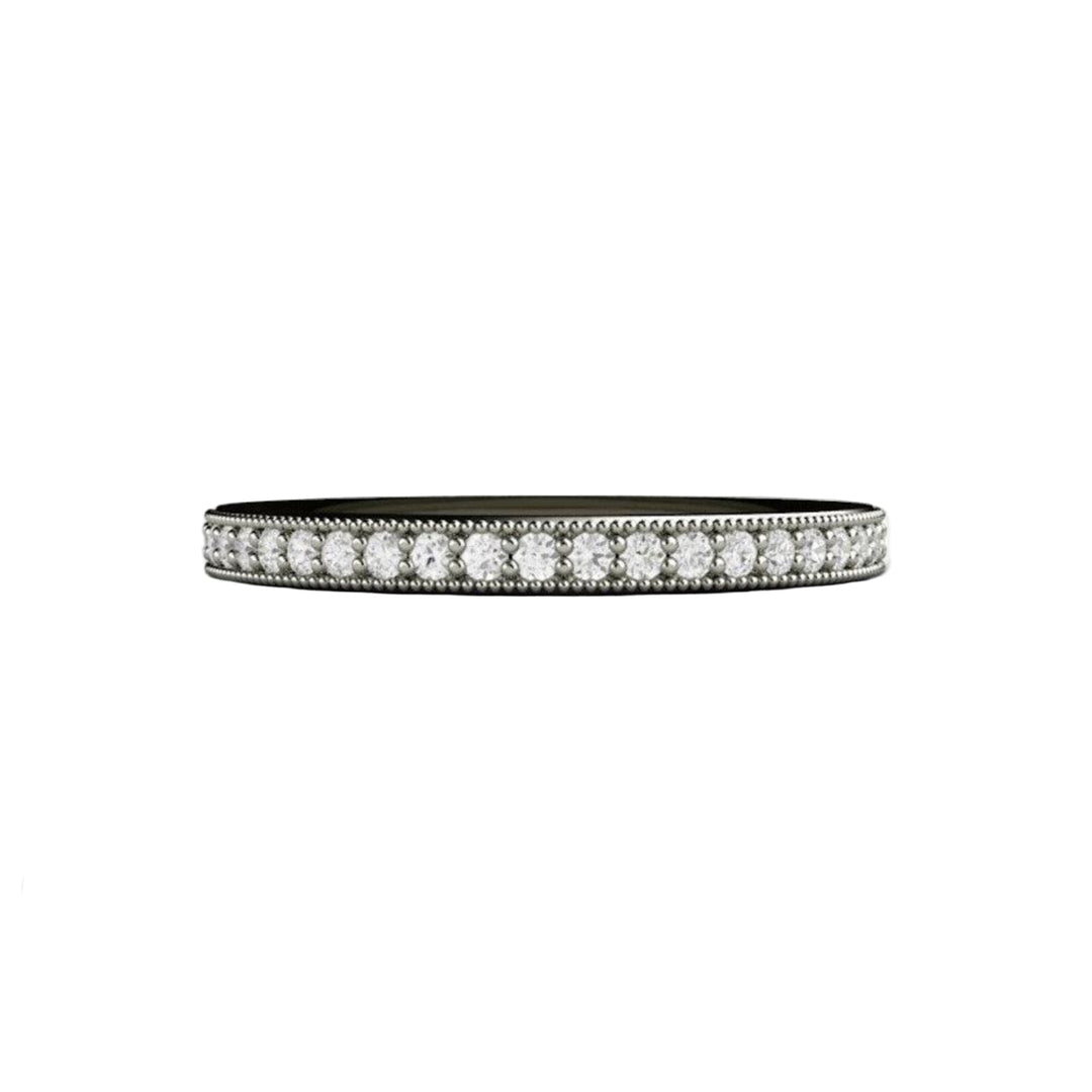 Vintage Style Diamond Wedding Ring with Milgrain, Rare Earth Jewelry