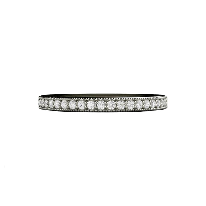 Vintage Style Diamond Wedding Ring with Milgrain, Rare Earth Jewelry