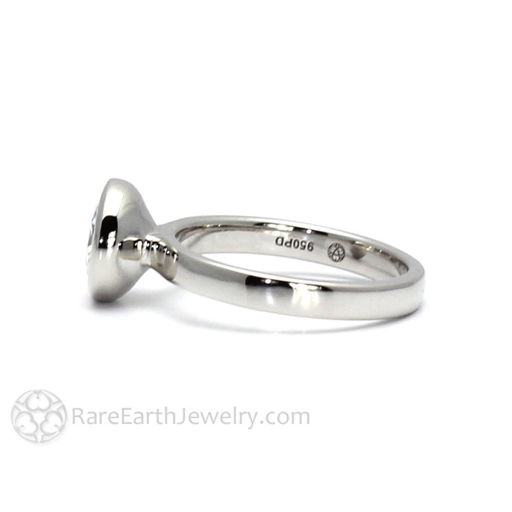 Bezel Set Moissanite Engagement Ring | 1ct Round Forever One Moissanite Solitaire, Rare Earth Jewelry