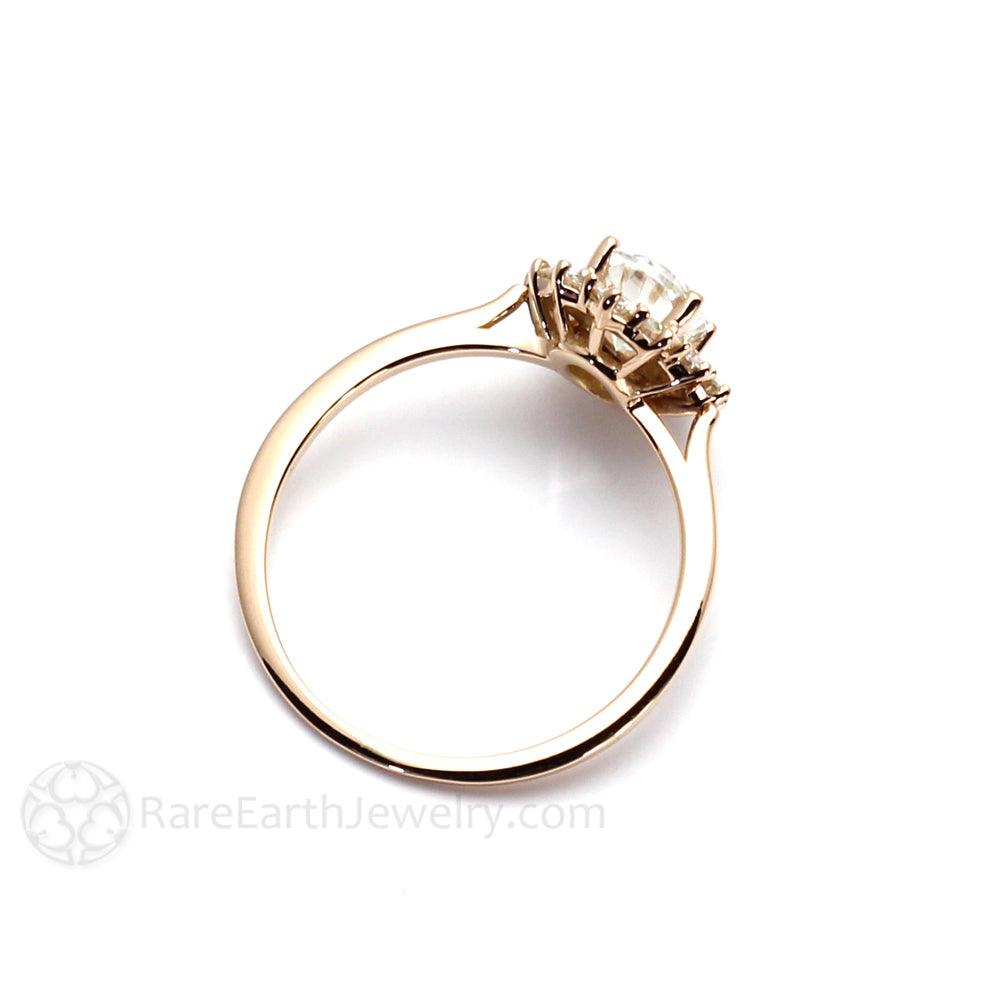 Oval Moissanite Engagement Ring | Vintage Halo Cluster Design, Rare Earth Jewelry