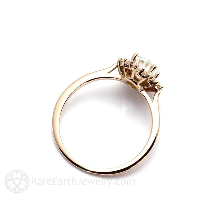 Oval Moissanite Engagement Ring | Vintage Halo Cluster Design, Rare Earth Jewelry