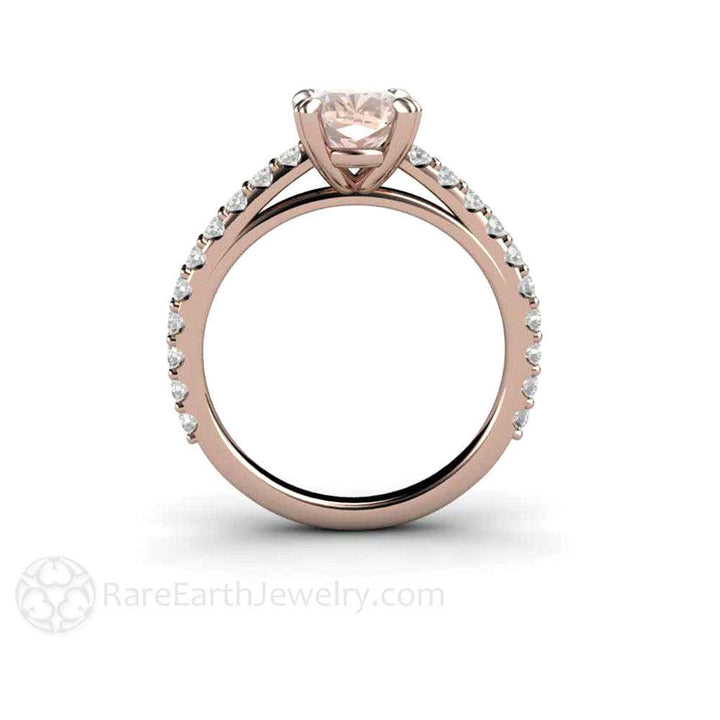 Cushion Cut Morganite Engagement Ring | Diamond Accented Solitaire in Gold or Platinum, Rare Earth Jewelry