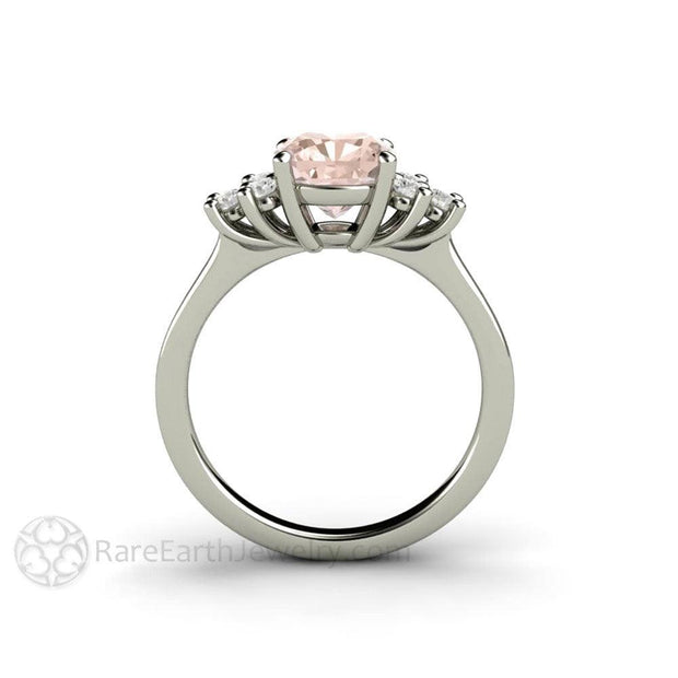 Morganite Cushion Cut Engagement Ring with Diamond Accents Platinum - Rare Earth Jewelry