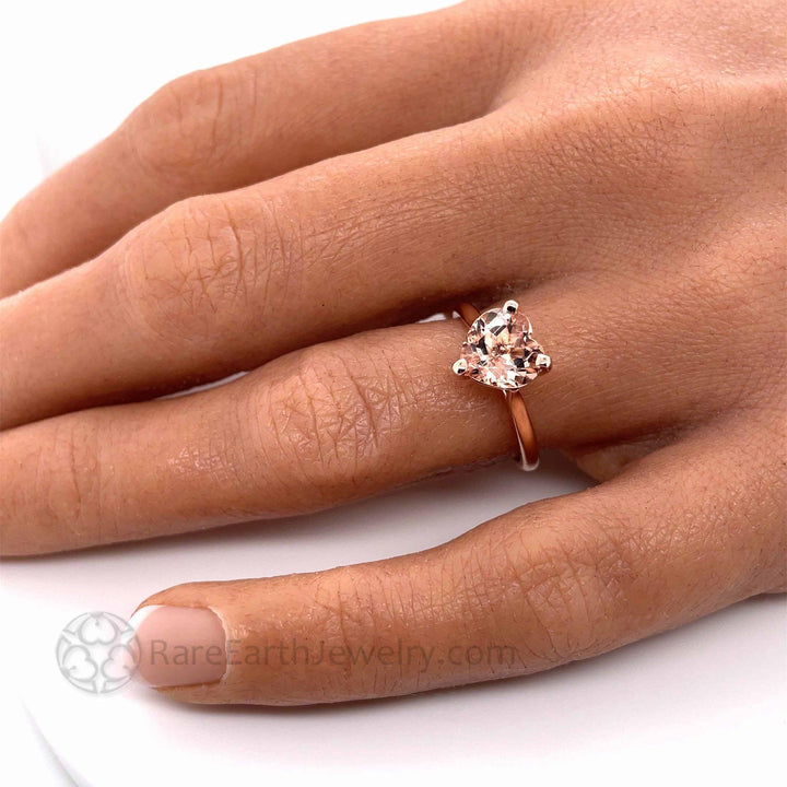 Morganite Heart Shaped Engagement Ring Heart Cut Solitaire, Rare Earth Jewelry