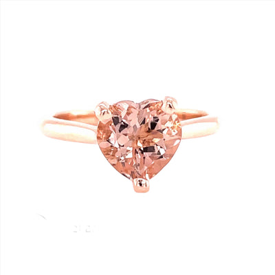 Morganite Heart Shaped Engagement Ring Heart Cut Solitaire 14K Rose Gold - Engagement Only - Rare Earth Jewelry
