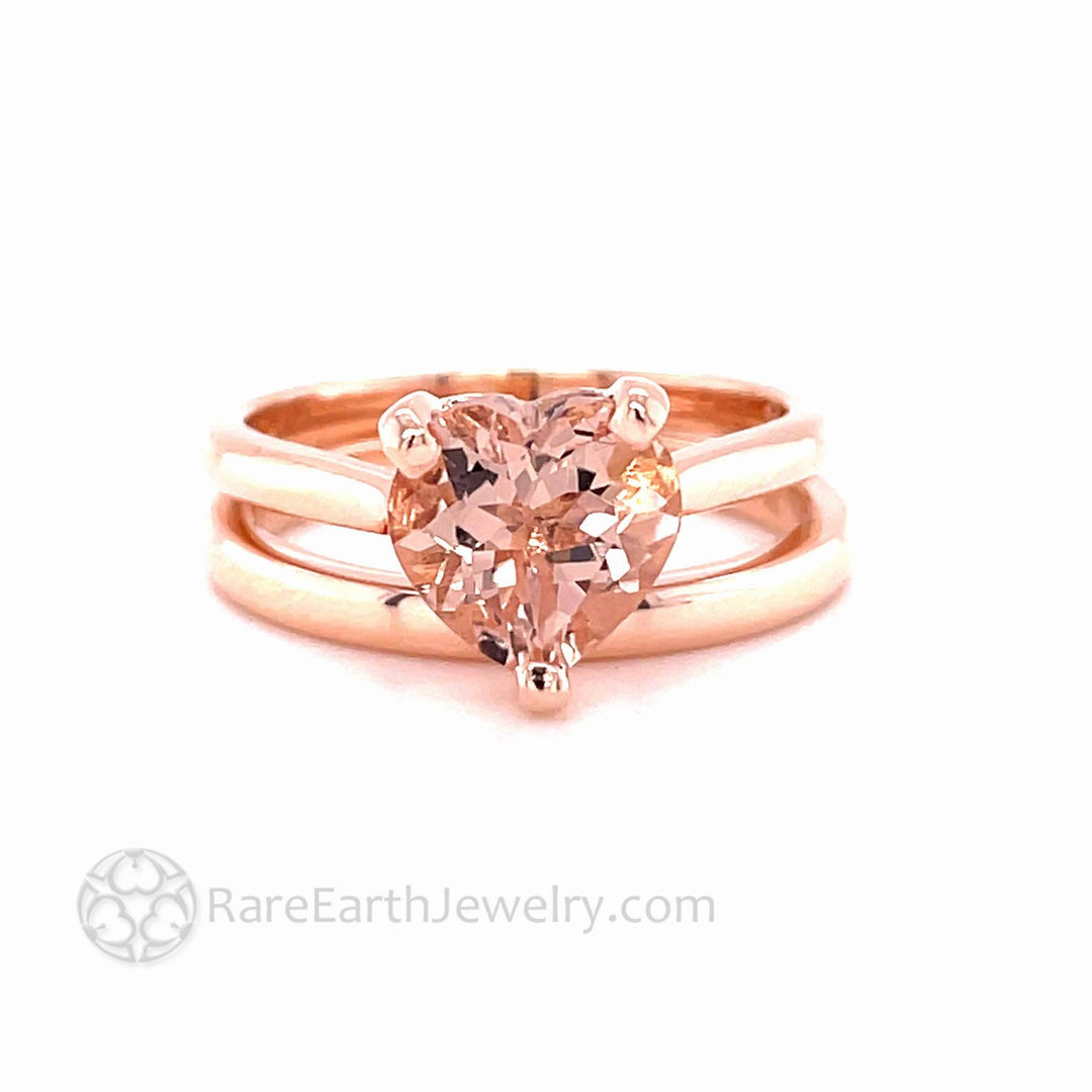 Morganite Heart Shaped Engagement Ring Heart Cut Solitaire, Rare Earth Jewelry