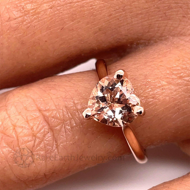 Morganite Heart Shaped Engagement Ring Heart Cut Solitaire, Rare Earth Jewelry