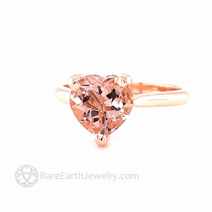 Morganite Heart Shaped Engagement Ring Heart Cut Solitaire, Rare Earth Jewelry
