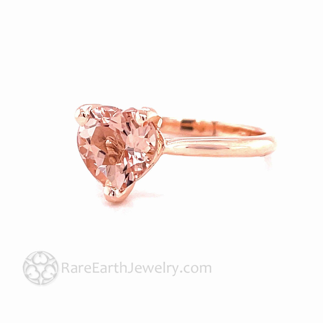 Morganite Heart Shaped Engagement Ring Heart Cut Solitaire, Rare Earth Jewelry