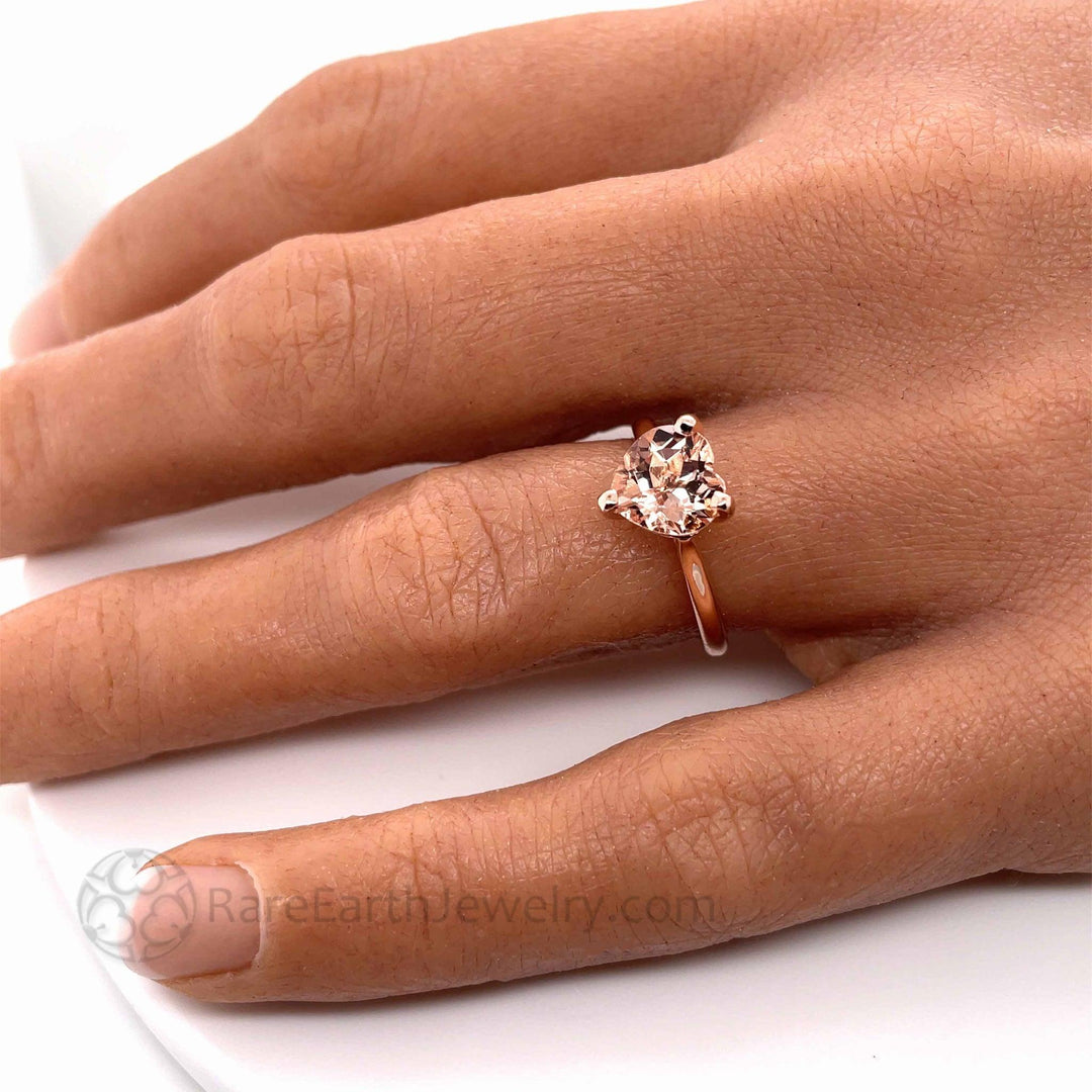 Morganite Heart Shaped Engagement Ring Heart Cut Solitaire, Rare Earth Jewelry