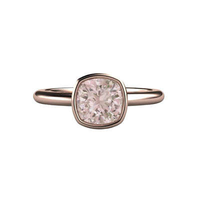 Natural Morganite Ring Cushion Cut Morganite Engagement Ring Bezel Setting Minimalist Solitaire Design in Rose Gold from  Rare Earth Jewelry