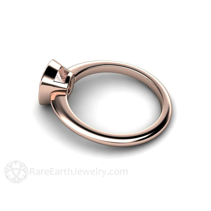 Natural Morganite Ring Cushion Cut Bezel Set Solitaire Engagement, Rare Earth Jewelry
