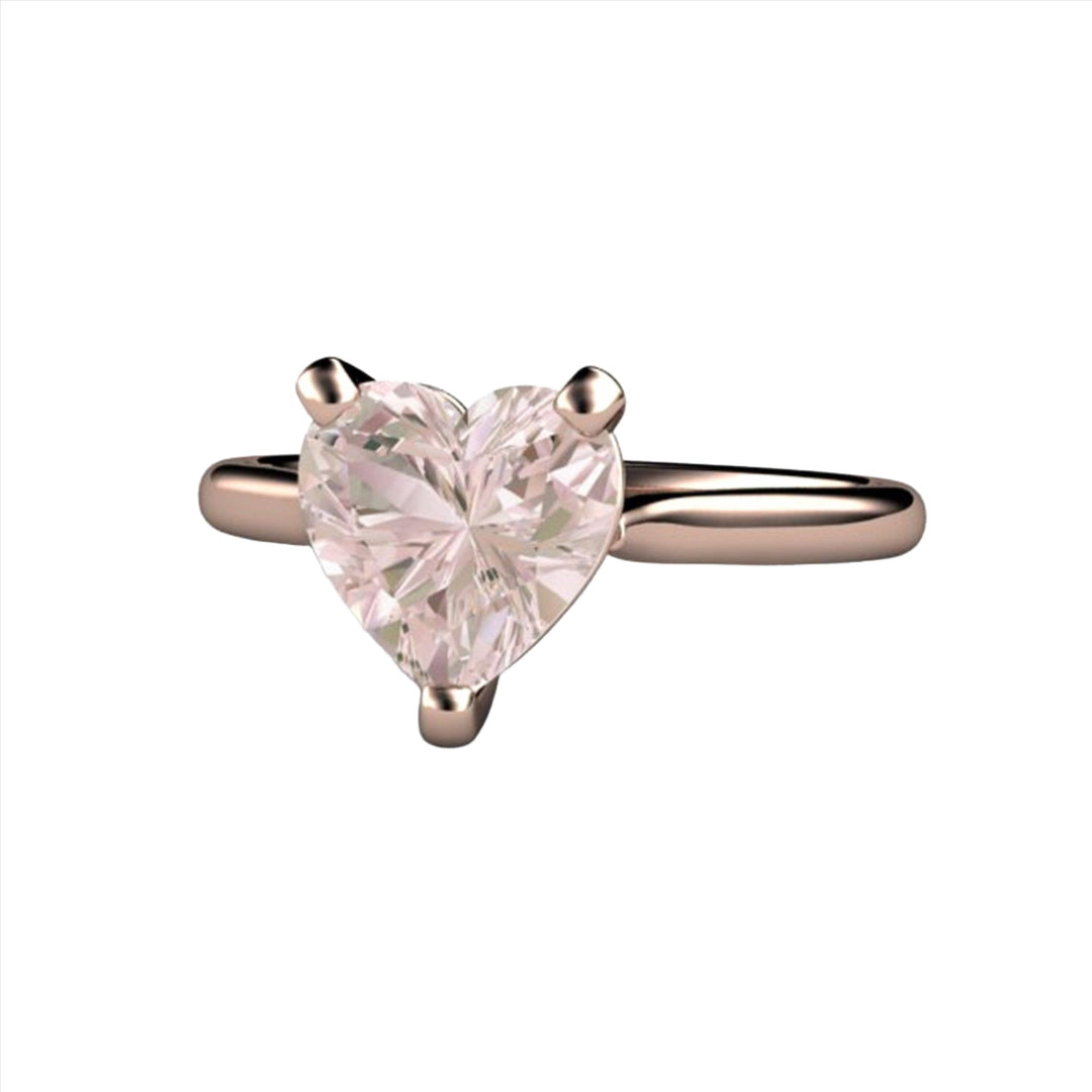 Morganite Ring Heart Cut Solitaire Engagement or Promise Ring, Rare Earth Jewelry