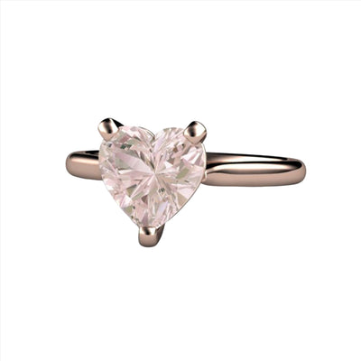 Morganite Ring Heart Cut Solitaire Heart Shaped Engagement or Promise Ring 14K Rose Gold from Rare Earth Jewelry