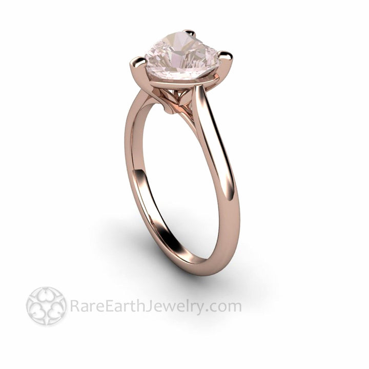 Morganite Ring Heart Cut Solitaire Engagement or Promise Ring, Rare Earth Jewelry