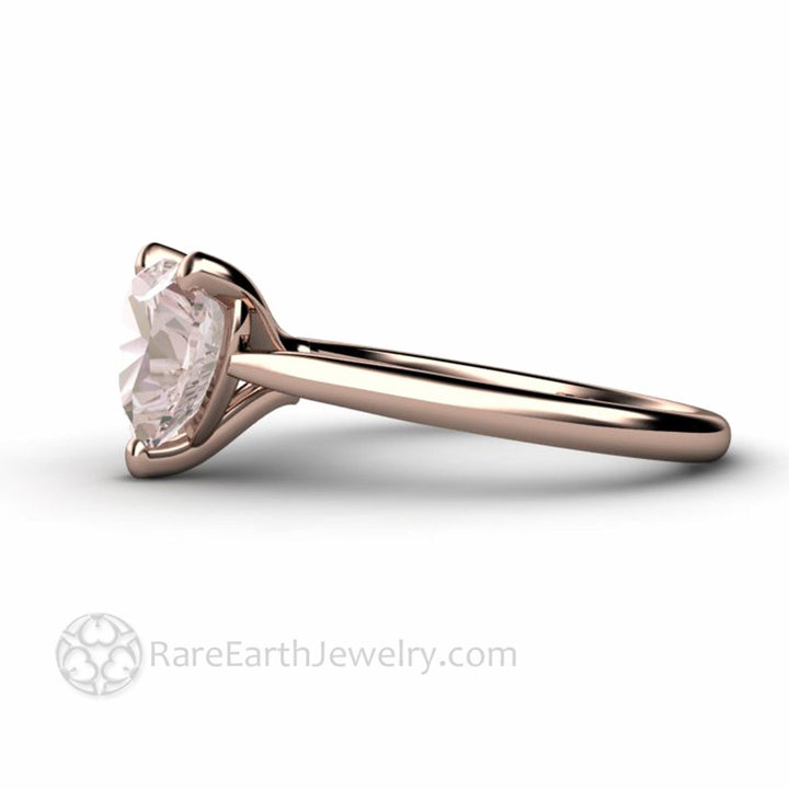 Morganite Ring Heart Cut Solitaire Engagement or Promise Ring, Rare Earth Jewelry