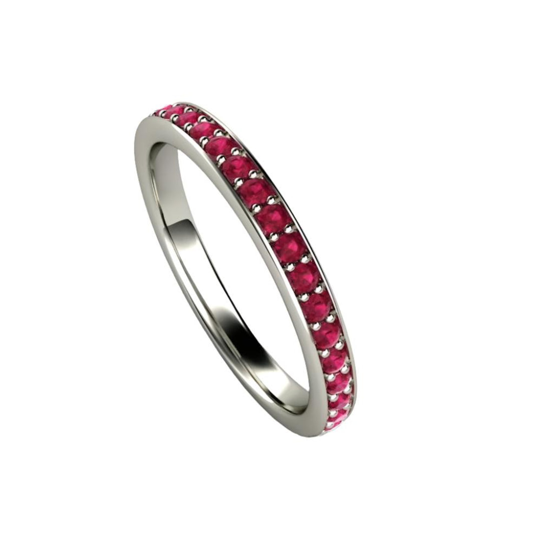 Natural Ruby Band, Ruby Wedding Ring or Stacking Ring in Gold or Platinum July Birthstone, Rare Earth Jewelry