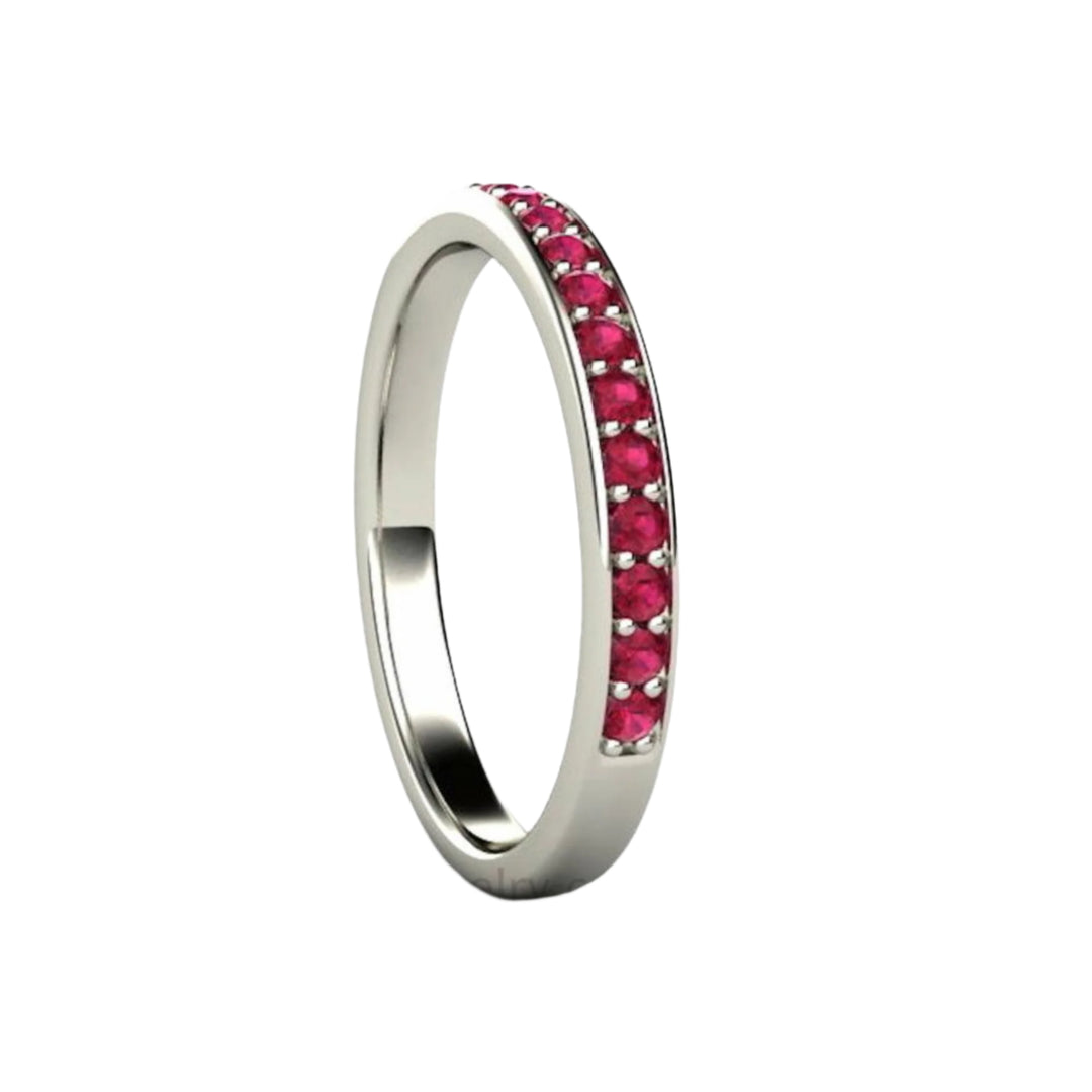 Natural Ruby Band, Ruby Wedding Ring or Stacking Ring in Gold or Platinum July Birthstone, Rare Earth Jewelry