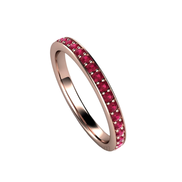 Natural Ruby Band, Ruby Wedding Ring or Stacking Ring in Rose Gold, July Birthstone, Rare Earth Jewelry