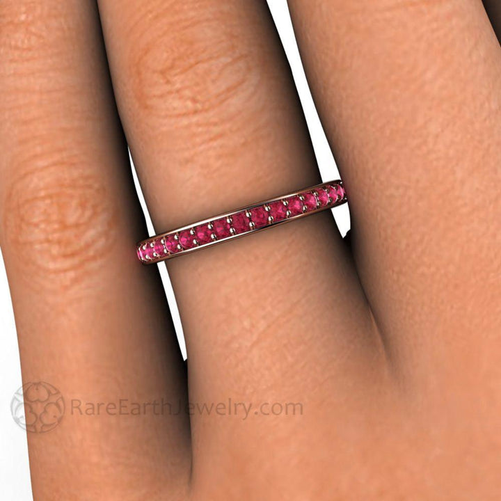 Natural Ruby Ring Close up on Finger, Ruby Wedding Ring or Stacking Ring in Gold or Platinum July Birthstone, Rare Earth Jewelry