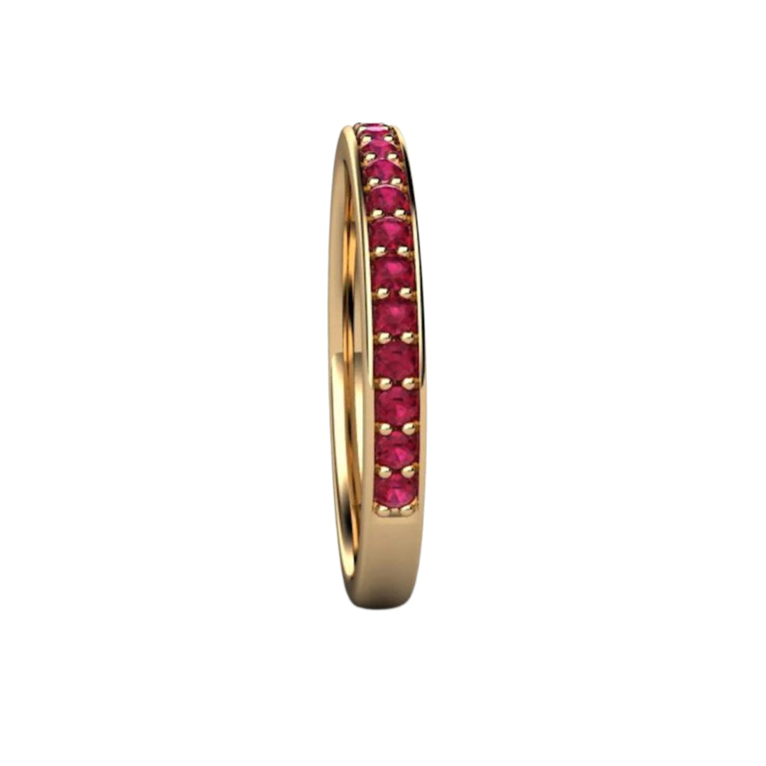 Natural Ruby Ring in 18K Yellow Gold, Ruby Wedding Ring or July Birthstone Stackable Ring | Rare Earth Jewelry
