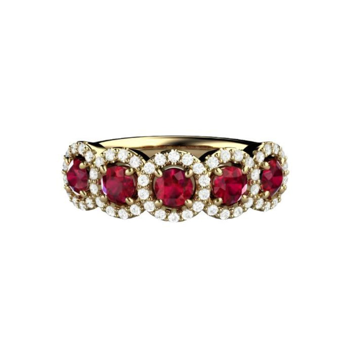 Natural Ruby Ring Wedding Ring Anniversary Band Diamond Halo Design, Rare Earth Jewelry