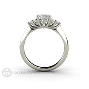 Oval Forever One Moissanite Engagement Ring 3 Stone Cluster Platinum - Engagement Only - Rare Earth Jewelry