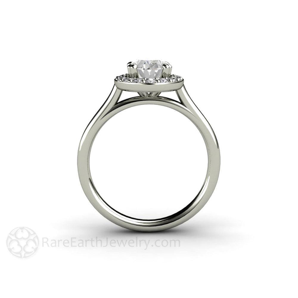Oval Moissanite Engagement Ring | Classic Diamond Halo Design, Rare Earth Jewelry