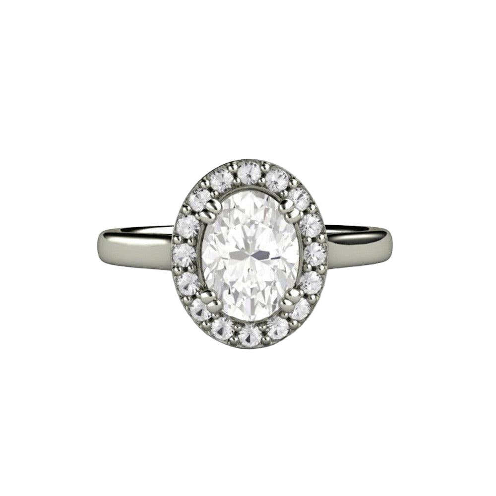 Oval Moissanite Engagement Ring | Classic Diamond Halo Design, Rare Earth Jewelry