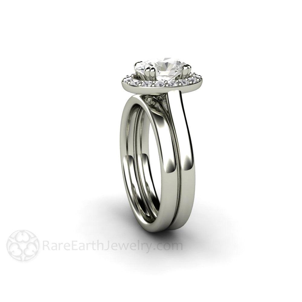 Oval Moissanite Engagement Ring | Classic Diamond Halo Design, Rare Earth Jewelry