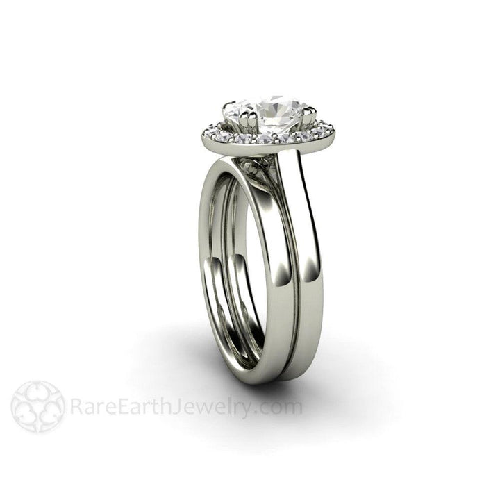 Oval Moissanite Engagement Ring | Classic Diamond Halo Design, Rare Earth Jewelry