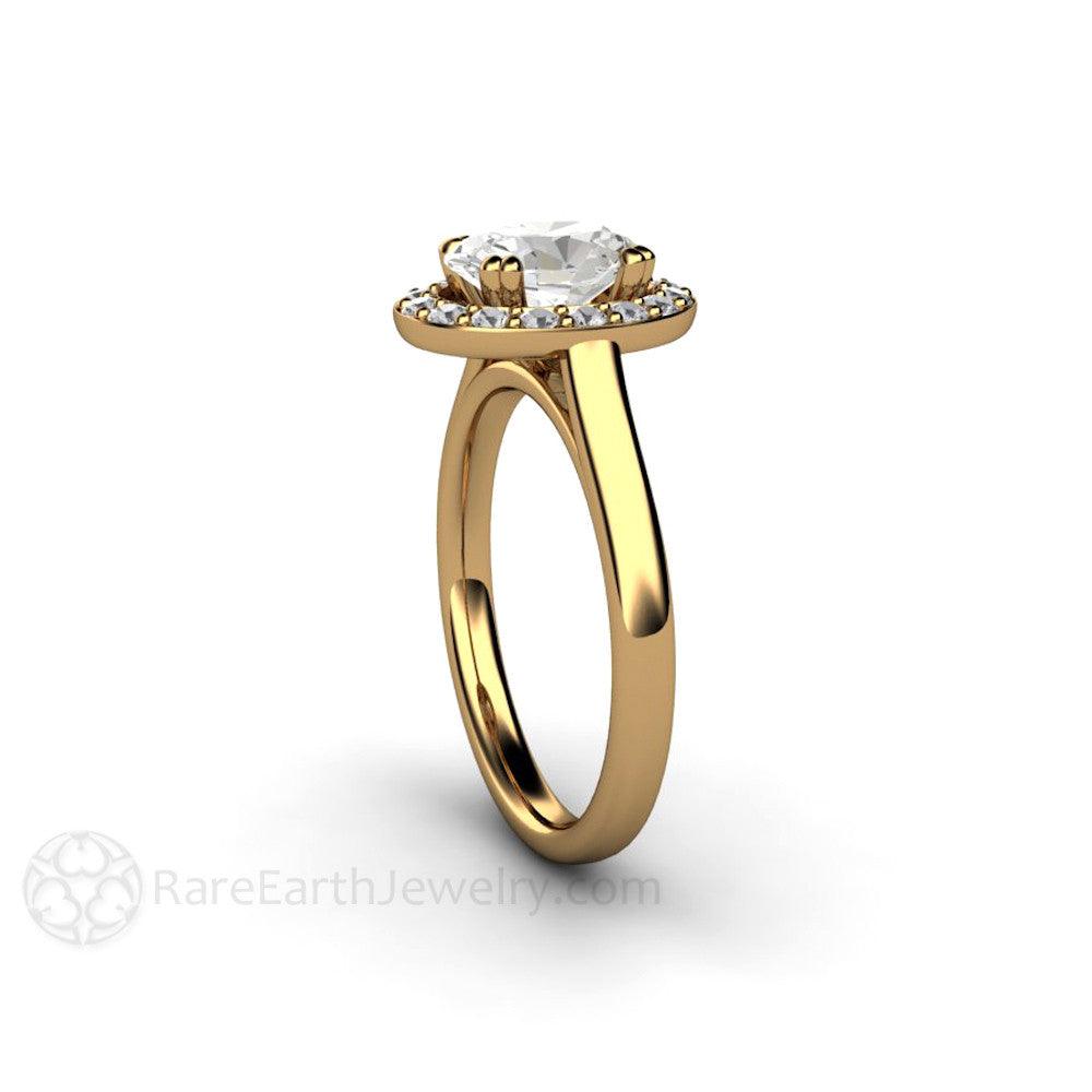 Oval Moissanite Engagement Ring | Classic Diamond Halo Design, Rare Earth Jewelry