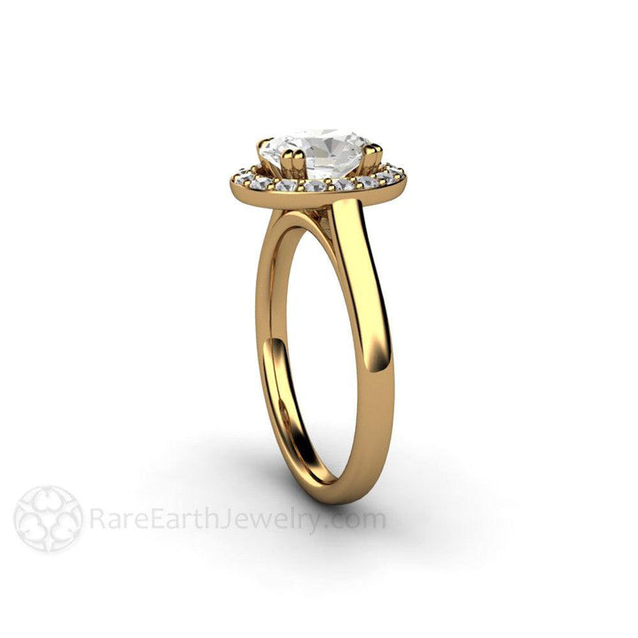 Oval Moissanite Engagement Ring | Classic Diamond Halo Design, Rare Earth Jewelry