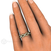 Pastel Green Diamond Infinity Wedding Ring Anniversary Band 18K White Gold - Rare Earth Jewelry