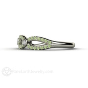 Pastel Green Diamond Infinity Wedding Ring Anniversary Band 18K White Gold - Rare Earth Jewelry