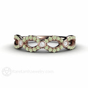 Pastel Green Diamond Infinity Wedding Ring Anniversary Band - 14K Rose Gold - April - Band - Diamond - Rare Earth Jewelry
