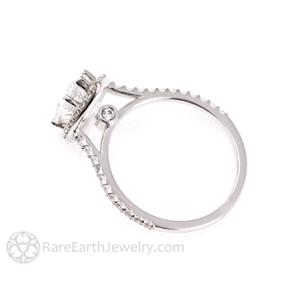 Pear Shaped Moissanite Engagement Ring | Teardrop Halo with Diamond Accents, Rare Earth Jewelry