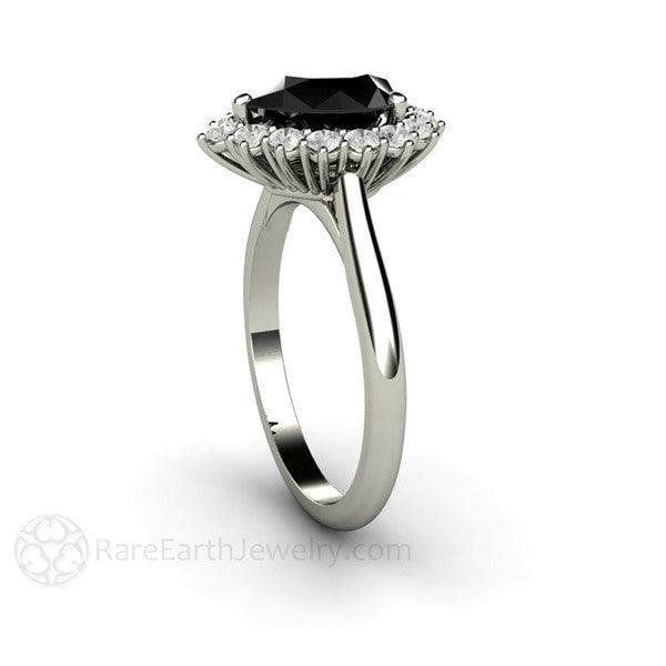 Pear Cut Black Moissanite Ring | Black Gemstone Statement Ring, Unique Engagement | Rare Earth Jewelry