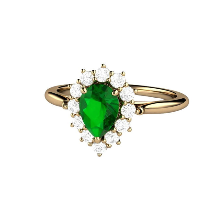 Pear Shaped Tsavorite Garnet Ring, Pear Cut Green Garnet Engagement Ring in Gold or Platinum | Rare Earth Jewelry