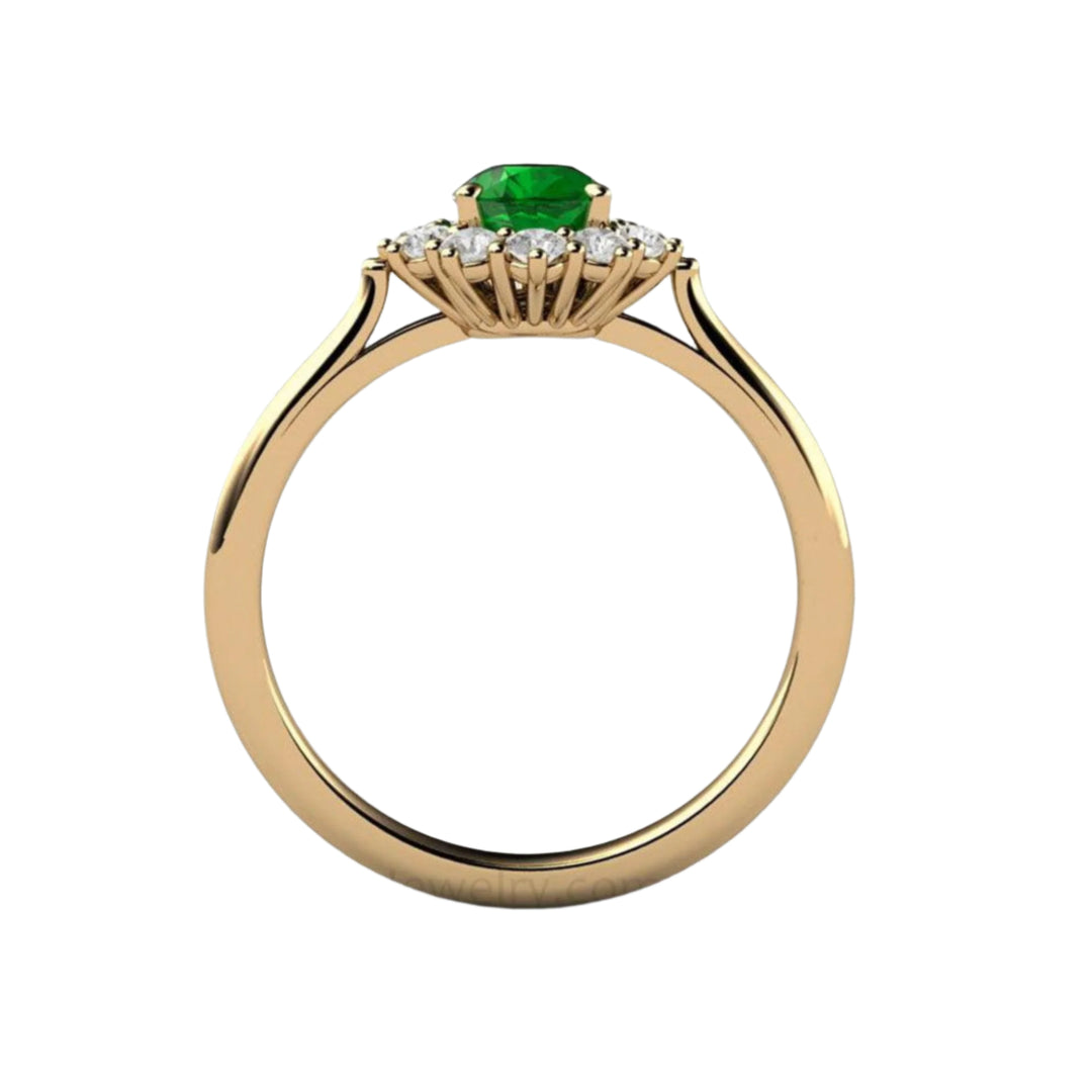 Profile View of Oear Shaped  Tsavorite Garnet Ring | Rare Earth Jewelry