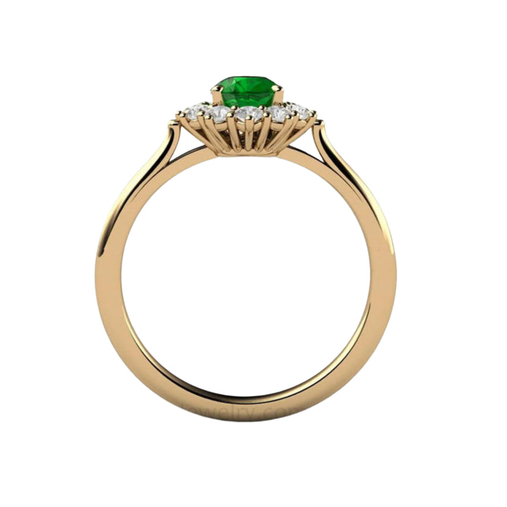 Profile View of Oear Shaped  Tsavorite Garnet Ring | Rare Earth Jewelry