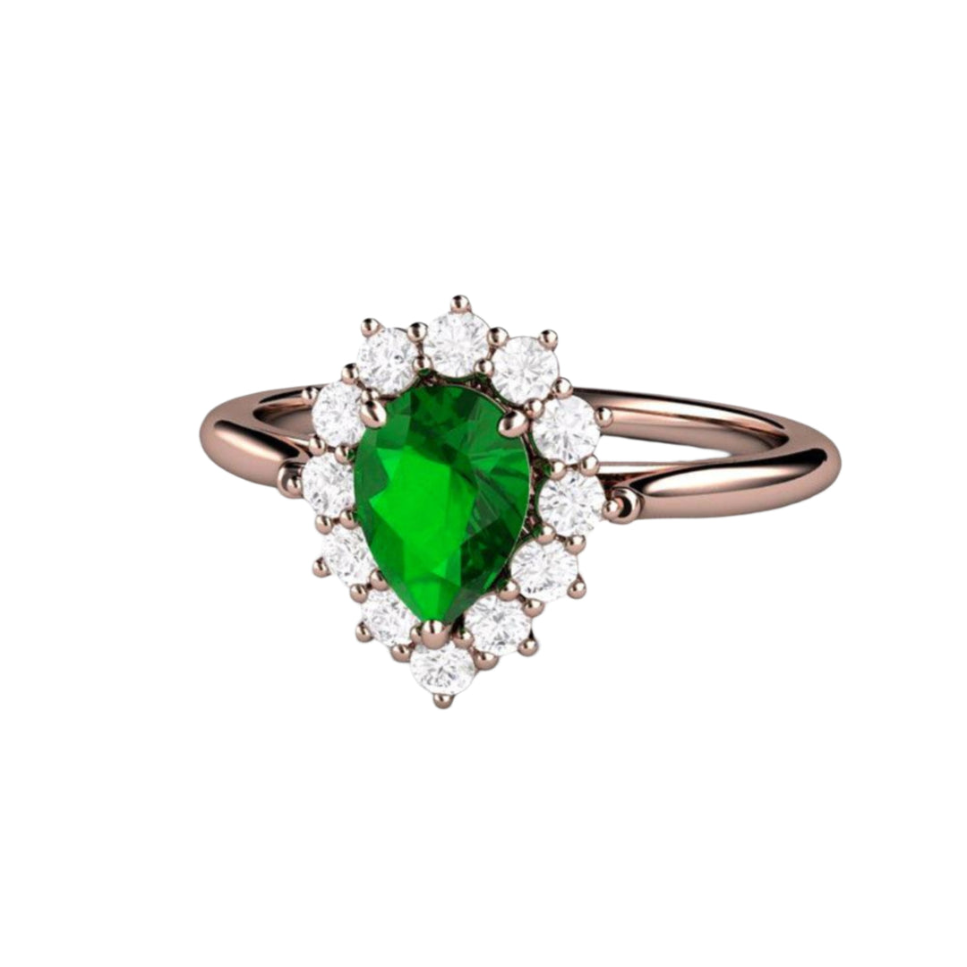 Tsavorite Garnet Pear Engagement Ring in Rose Gold, Pear Shaped Green Garnet  Ring | Rare Earth Jewelry
