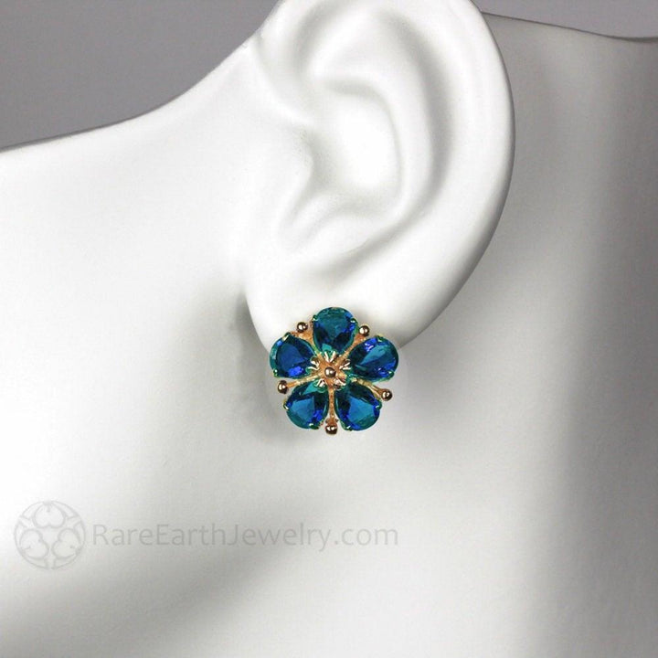 Peridot Flower Earrings | 14K Gold August Birthstone Studs, Rare Earth Jewelry