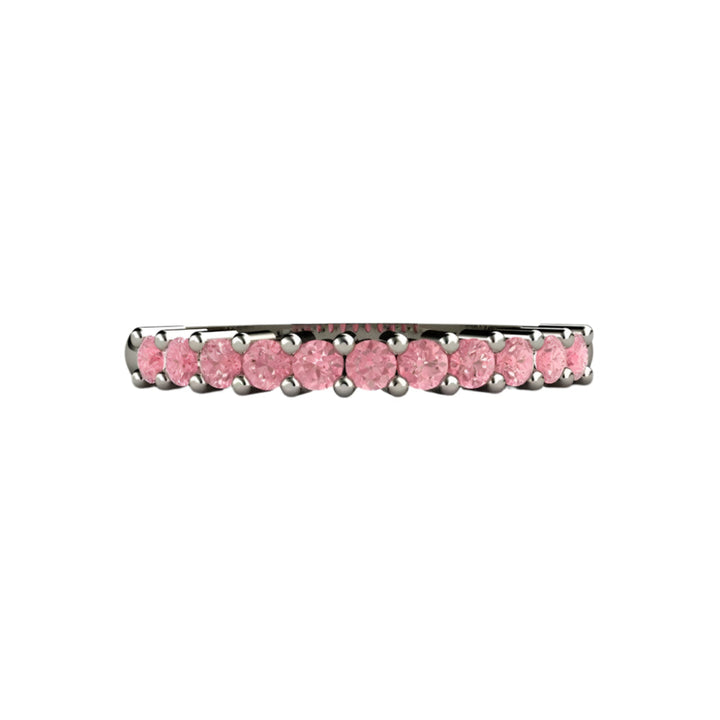 Pink Diamond Band, Wedding Ring or Anniversary Band, Stackable Pink Stone Ring, 14K 18K Gold or Platinum | Rare Earth Jewelry