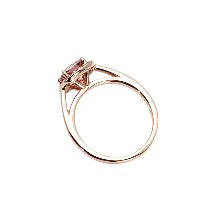 Pink Moissanite Engagement Ring Cushion Cut Petite Diamond Halo, Rare Earth Jewelry