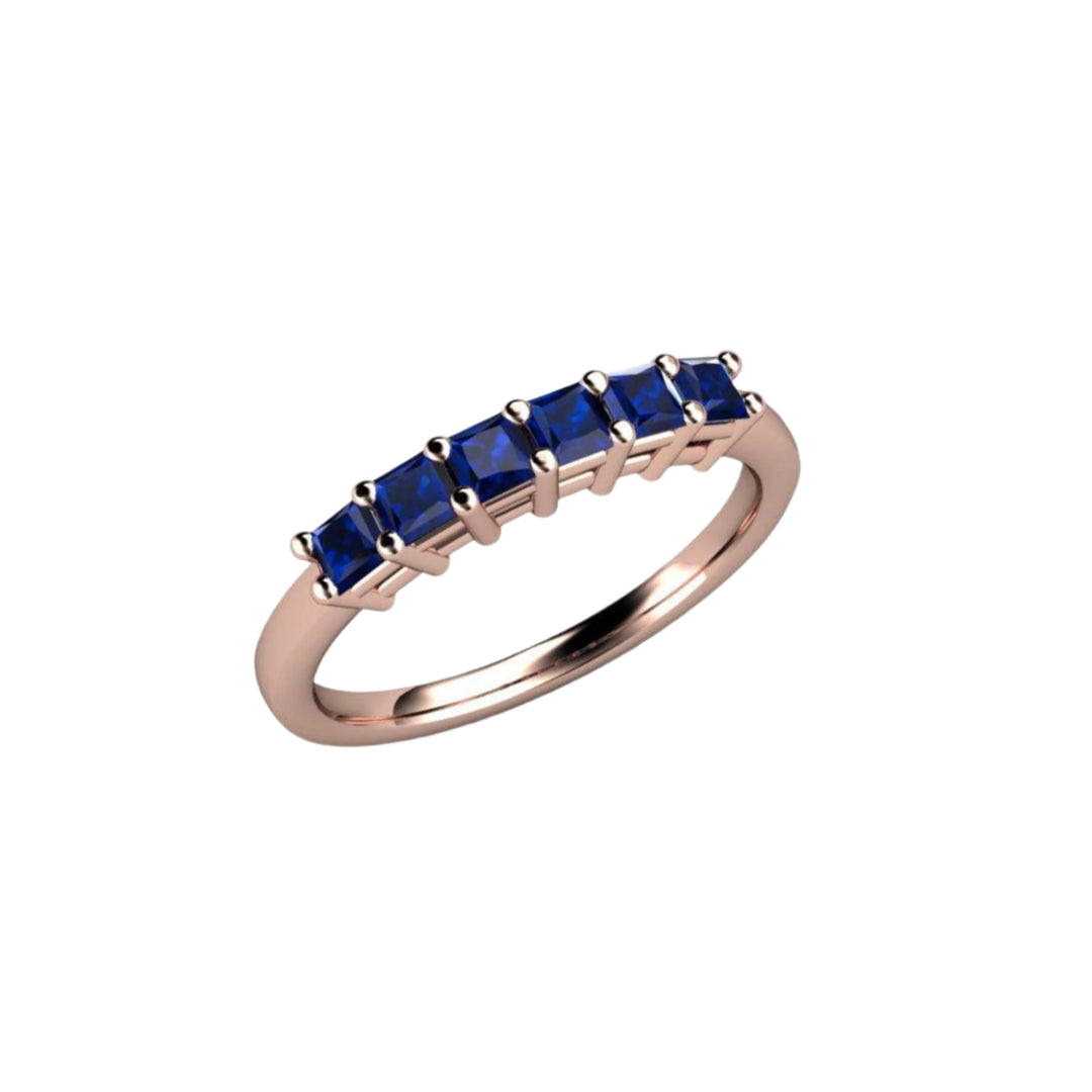 Princess Cut Blue Sapphire Ring, September Birthstone Wedding Ring 14K or 18K Gold or Platinum | Rare Earth Jewelry