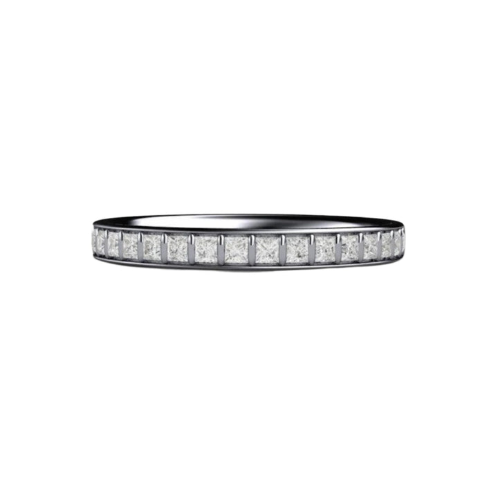 Princess Cut Diamond Band, Bar Set Modern Diamond Wedding Ring or Anniversary Band in Platinum | Rare Earth Jewelry