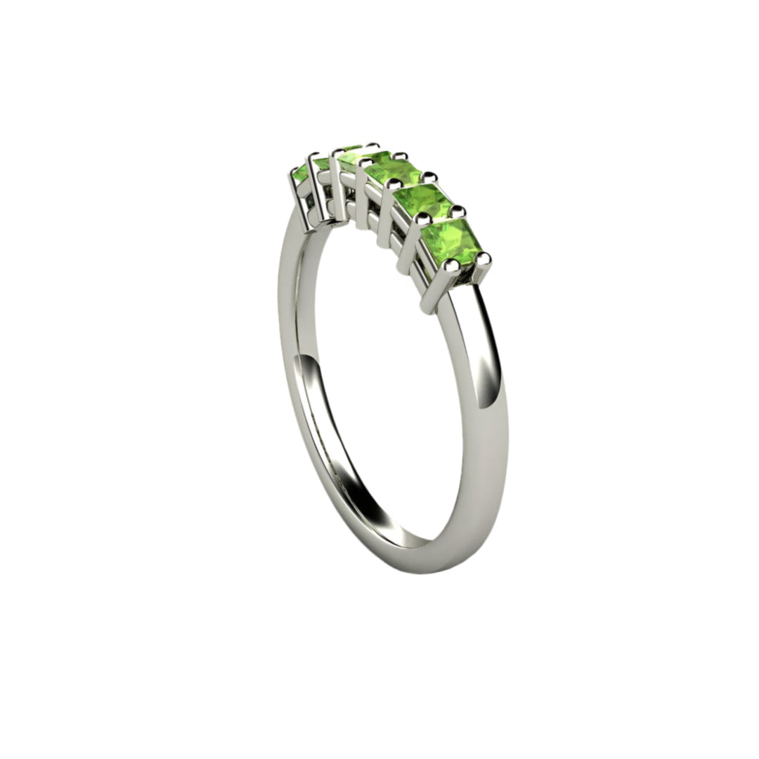 Peridot Princess Anniversary Band Stacking Ring August Birthstone, Rare Earth Jewelry