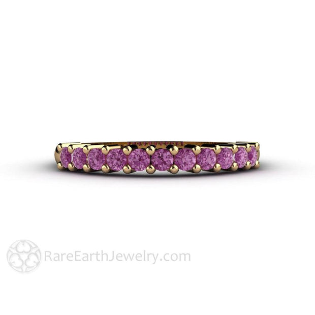 Purple Diamond Wedding Ring Anniversary Band or Stacking Ring 14K Yellow Gold - Rare Earth Jewelry